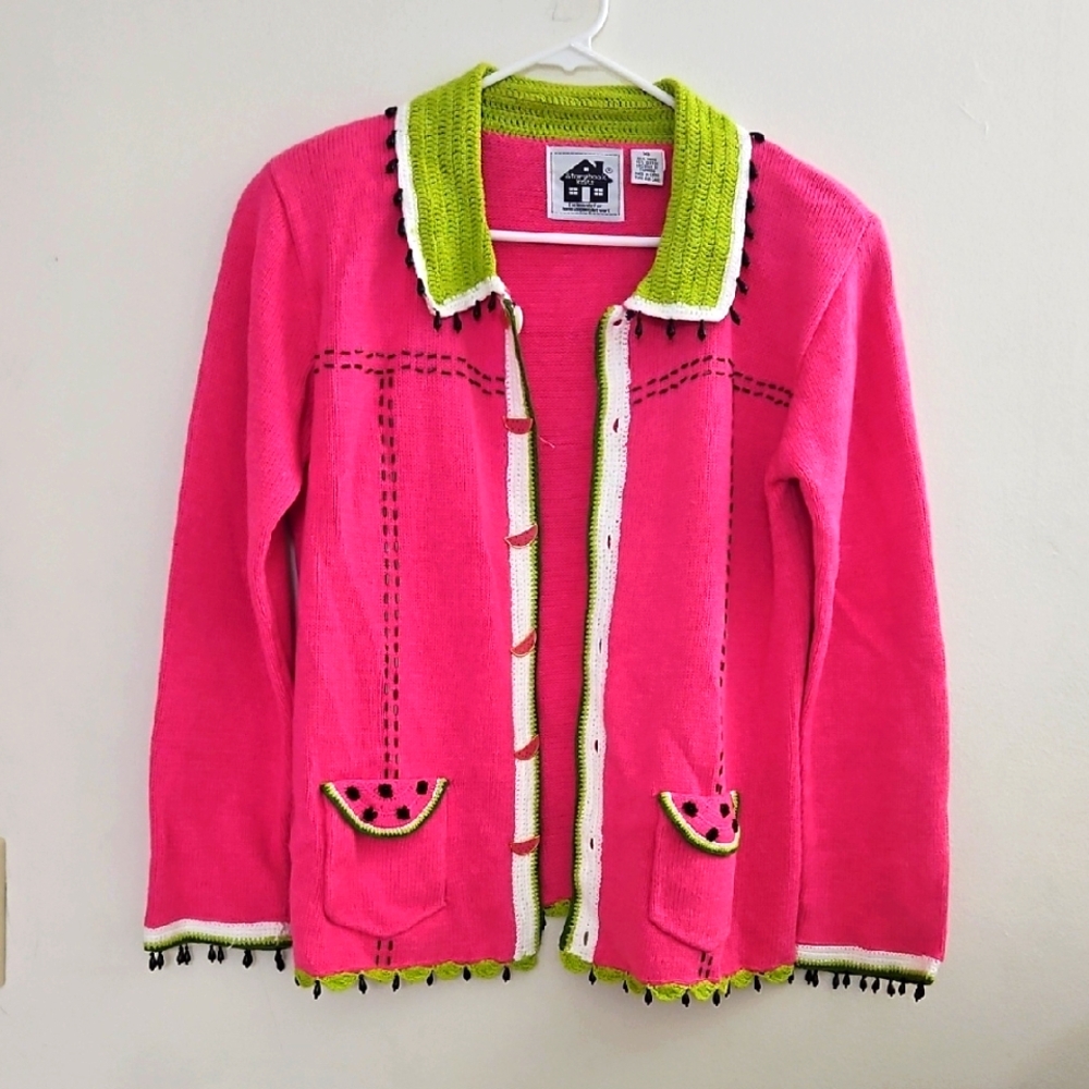 XS Storybook Knits Pink‎ and Green Sweater